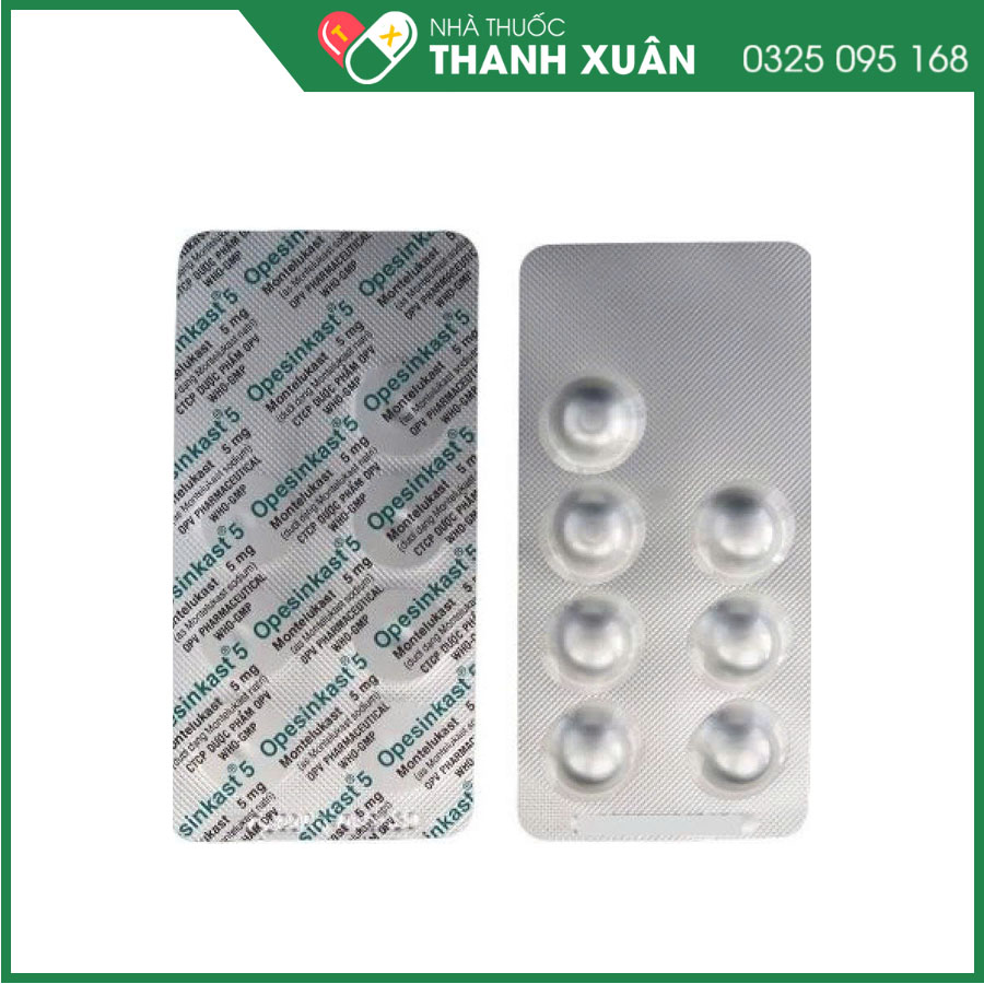 Thuốc Opesinkast 5mg dự phòng và điều trị hen phế quản mãn tính và viêm mũi dị ứng theo mùa